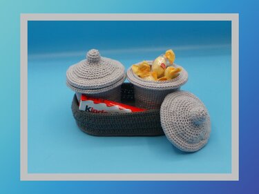 Häkelanleitung Körbchen mit Töpfchen - Bild 5