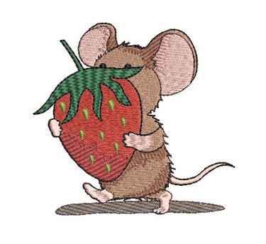 Stickdatei Maus Erdbeere Erdbeerzeit ab 10x10cm - Bild 3