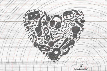Musik Herz Plotterdatei SVG DXF - Bild 2