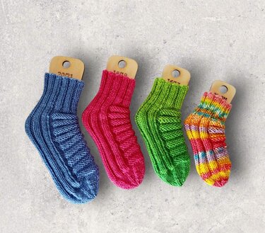 Strickanleitung Baby-Socken Würmli ohne Ferse in 4 Größen     #377
