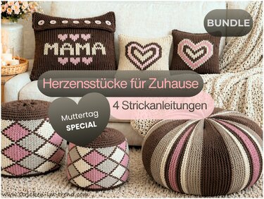 Knitting Pattern Pouf Stripes | Round Floor Cushion Knit | HomeWare #3 - Image 5
