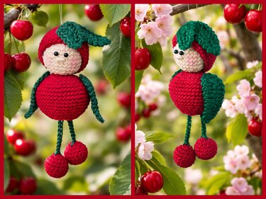 freche Früchtchen: Herr von Kirsche mit Baumelbeinen Anhänger Sommer - Häkeln