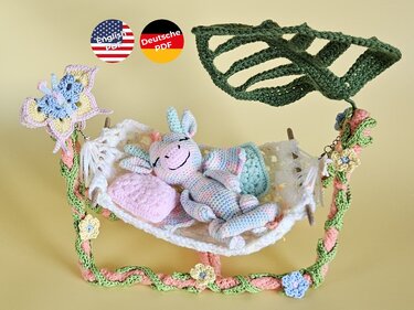 Drachenbaby Dreamy Häkelanleitung mit Hängematte & Blumen