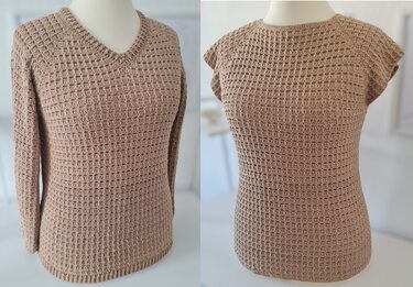 Pullover / Shirt "Anytime" Häkelanleitung RVO 2 Ausschnitt-Varianten