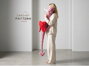 Crochet Pattern XXL Love Dragon – Giant Amigurumi Dragon with Heart and Bow