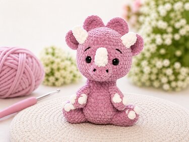 Häkelanleitung für einen plüschigen Amigurumi-Dinosaurier – PDF-Datei zum N