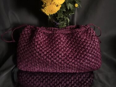 Crochet pattern purple raffia yarn handbag PDF and video
