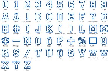 Stickdatei - 13cm College Buchstaben und Zahlen Alphabet Zahl - Bild 7