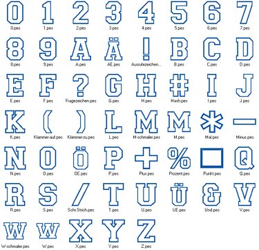 Stickdatei - 20cm College Buchstaben und Zahlen Alphabet Zahl - Bild 6