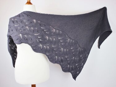 Knitting Pattern PDF Asymmetrical Triangle Shawl – Wave Texture Shawl