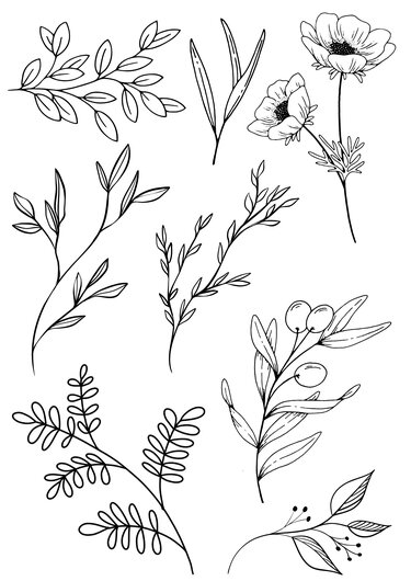 Stickvorlage Blätter & Blüten PDF | Stickmuster Download A4 | Handstickerei - Bild 2