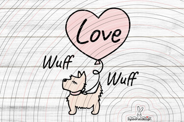 Terrier mit Herz Plotterdatei SVG DXF - Bild 2
