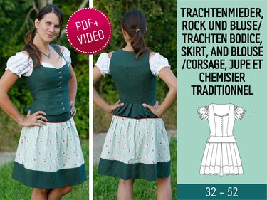 Trachtenrock + Dirndlbluse + Trachtenmieder - Schnittmuster & Nähanleitung