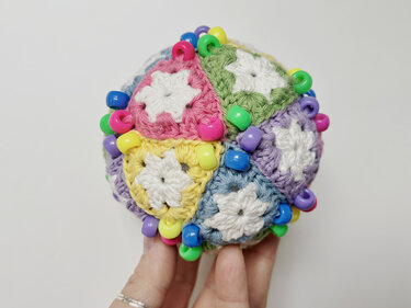 Beaded Crochet Fidget Stressball, Fidget Toy, Geometric Granny Square - Image 8