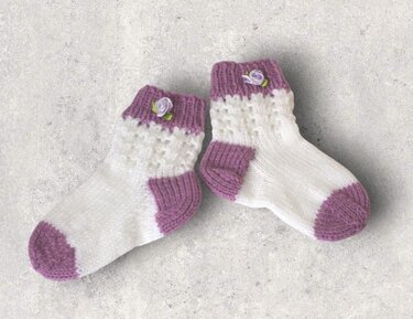 Strickanleitung Baby-Socken, Gr. 18 - 20, Ajourmuster   #091