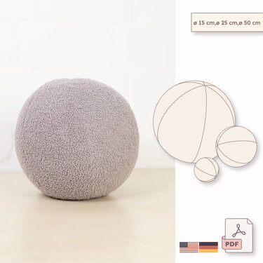 6-panel fabric ball pillow pattern - sewing pattern Ø 15-50 cm