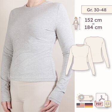 Long Sleeve Slim Fit Sewing Pattern with Extra Long Sleeves - Women