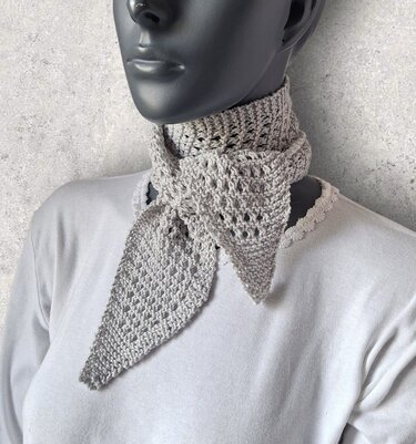 Strickanleitung Mini-Schal, Halstuch aus Baumwollgarn mit Lochmuster  #385 - Bild 5