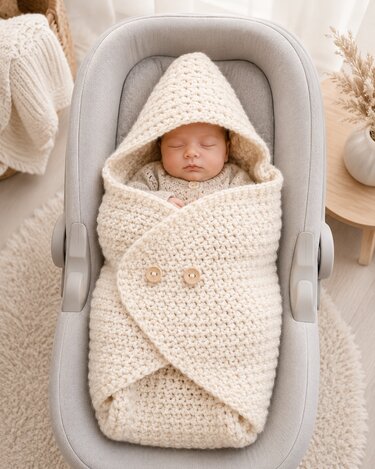 Warme Häkeldecke für die Babyschale – Perfekte Kuscheldecke für den Winter!