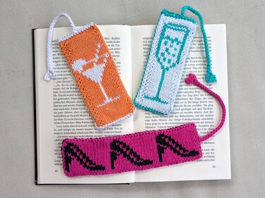 "Mädelsabend" - Lesezeichen / Untersetzer - Doubleface Strickanleitung - Bild 3