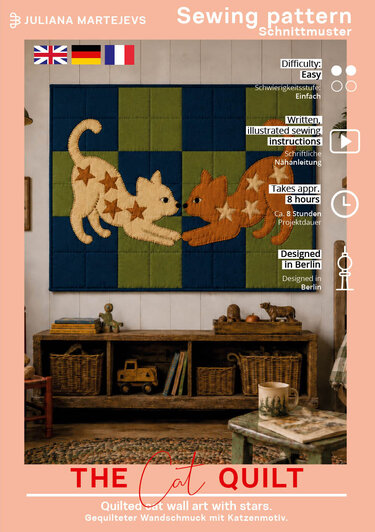 Cat Quilt Pattern with Patchwork Design for Baby Blanket or Wall Art - Image 5