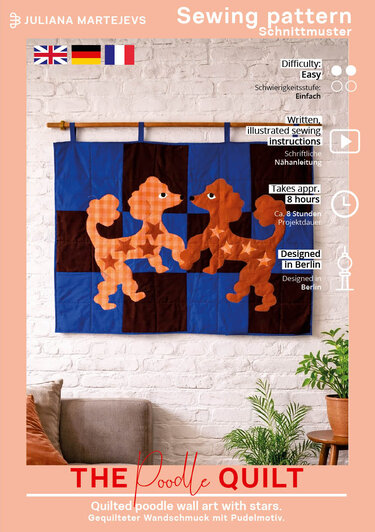 Poodle Dog Quilt Pattern with Patchwork Design for Baby Blanket or Wall Art - Image 2