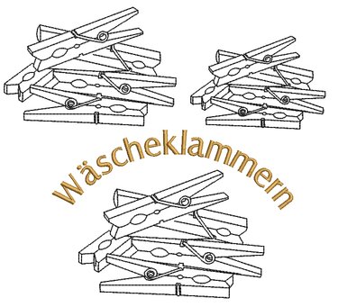 Stickdatei Klammern Wäscheklammern Redwork Konturstich - Bild 3