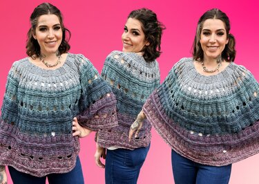 Häkelanleitung PONCHO "Dunkle Blüte"