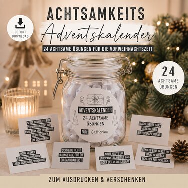 Adventskalender ACHTSAMKEIT Adventskalender zum Ausdrucken digitale Datei D