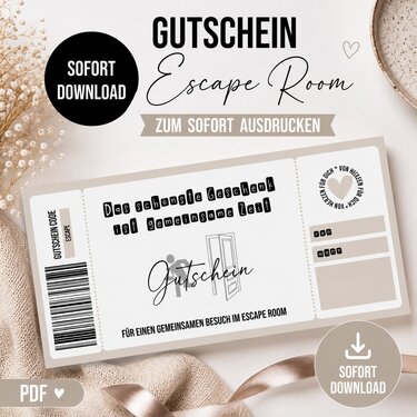 Gutschein zum Ausdrucken ESCAPE ROOM digitale Datei Gutschein DOWNLOAD