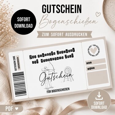 Gutschein zum Ausdrucken BOGENSCHIEßEN digitale Datei Gutschein DOWNLOAD