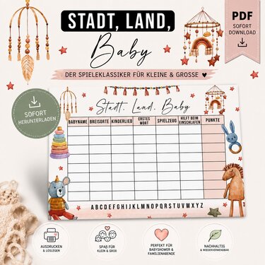STADT, LAND, BABY Vorlage Stadt, Land, Fluss für die Babyparty - Bild 2