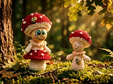 Herbstdeko Fliegenpilze in 2 Größen zum Hängen oder Stellen für Holzkugeln