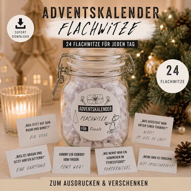 Adventskalender FLACHWITZE Adventskalender zum Ausdrucken digitale Datei DO - Bild 2