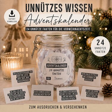 Adventskalender UNNÜTZES WISSEN Adventskalender zum Ausdrucken digitale Dat - Bild 2
