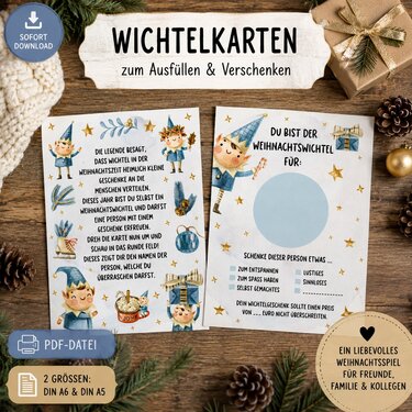 Wichtelkarten Weihnachten PDF Wichtelspiel Weihnachtswichtel