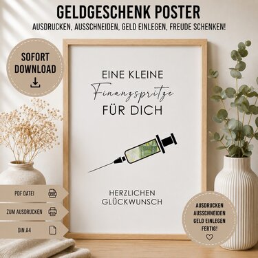 Poster GELDGESCHENK FINANZSPRITZE Geschenk DOWNLOAD