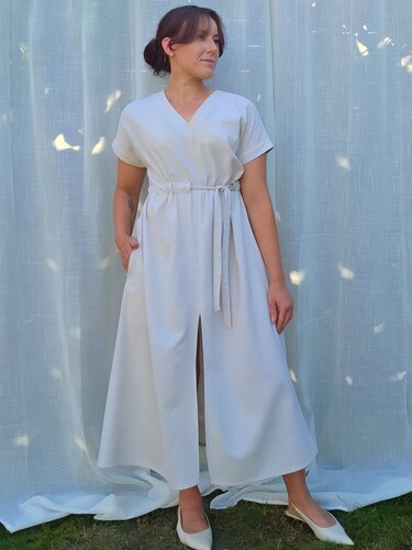 Maxikleid Schnittmuster PDF – Kleid mit V-Ausschnitt, Taschen & Schlitz - Bild 6