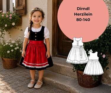 Schnittmuster Kinderdirndl Herzilein Gr. 80-140 + Beamerdatei - Bild 2