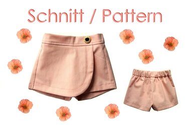 Anleitung und Schnitt Skort Gr.80-140 Shorts mit Wickelrock-Front