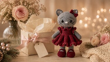 Amigurumi Cat with Ruffled Dress - English Crochet Pattern PDF - Image 3