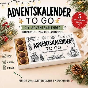 Adventskalender DIY | Banderole für Pralinenschachtel