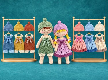 Joe & Mary Cuddle Dolls Crochet Pattern with Knitted Hats - Image 4