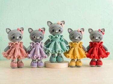 Amigurumi Cat with Ruffled Dress - English Crochet Pattern PDF