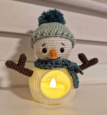 PDF Häkelanleitung Amigurumi Teelichthalter Schneemann Flocki - Bild 5