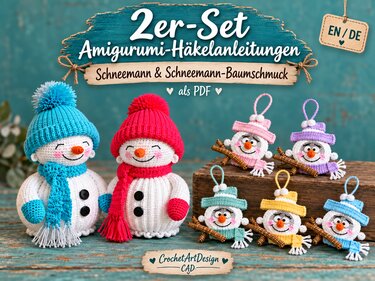 **2-Piece Amigurumi Crochet Patterns: Snowman & Snowman Tree Ornament**