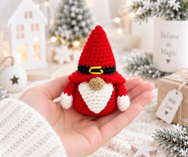 Häkelanleitung Mini Weihnachtsgnom, Christbaumschmuck