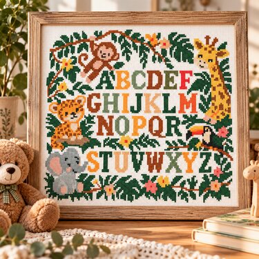 Jungle Alphabet Cross Stitch Pattern PDF – Safari Animals ABC Sampler - Image 3