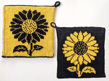 Topflappen / Spültuch "Sunflower" - Doubleface Strickanleitung