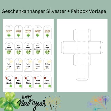 Geschenkanhänger Weihnachten & Silvester + Faltbox-Vorlage | PDF Ausdrucken - Bild 2